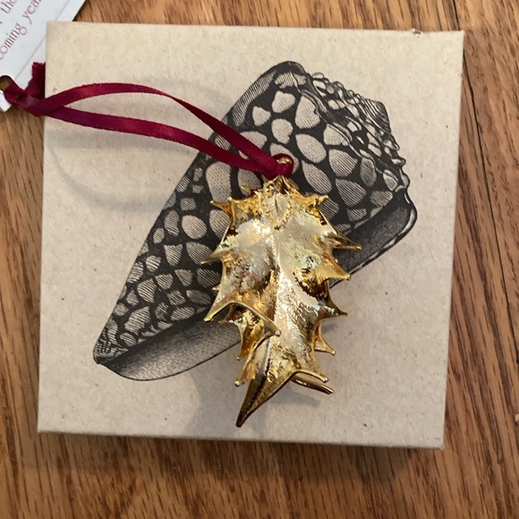 NEW 18k gold dipped real holly ornament original box